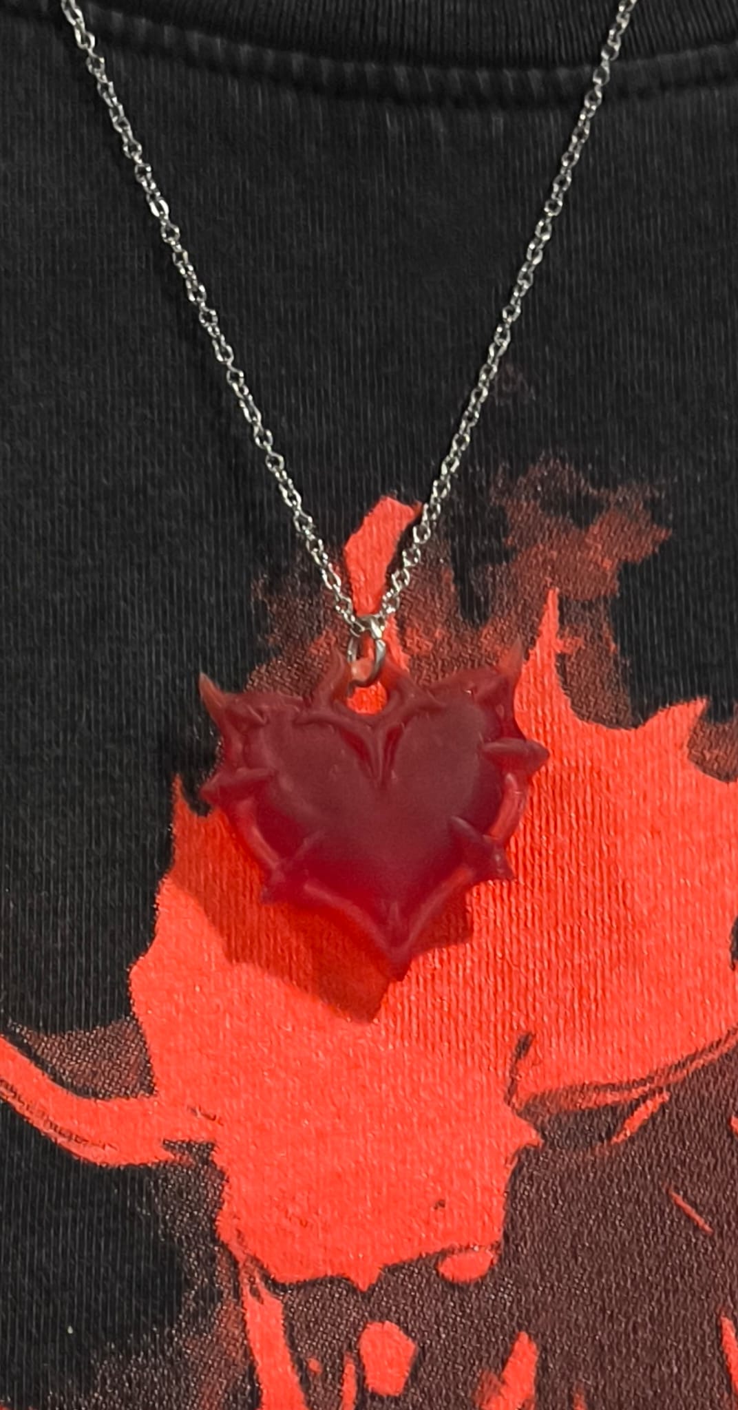 COSMIC HEART Pendant Necklace in Cosmic-Red and Crystal-Blue